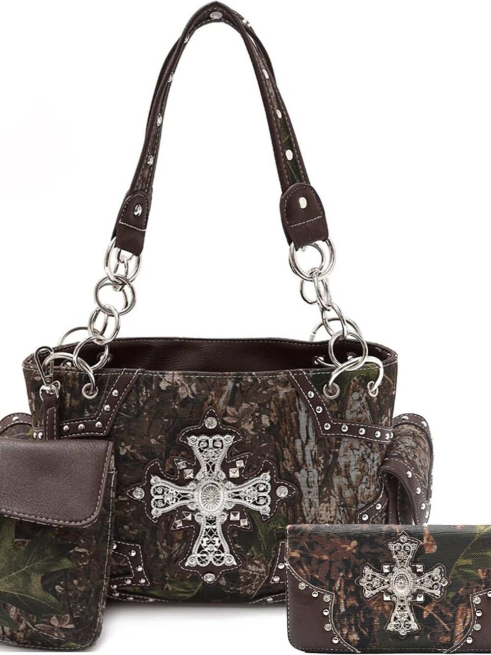 Western Camouflage Purse Country Handbag with Wallet Pouch Set for Women